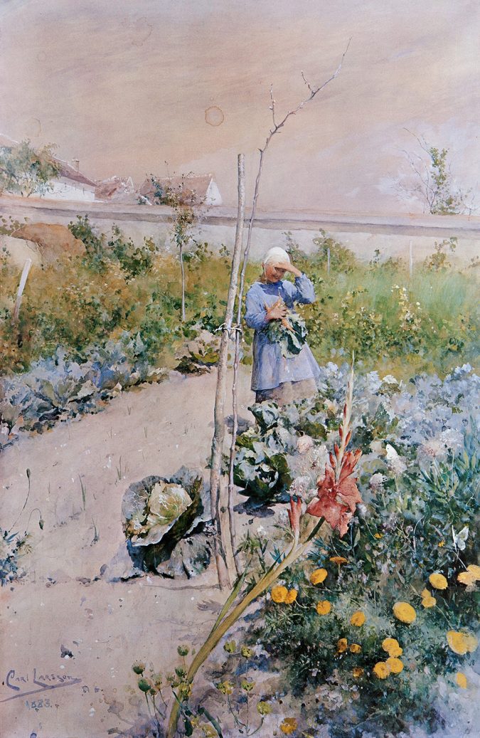 I-kokstradgarden-Akvarell-Carl-Larsson-1883-Grez-sur-Loing
